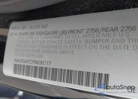 2015 Audi A6 3.0T Premium Plus z USA, uszkodzony, nr VIN WAUFGAFC7FN030117